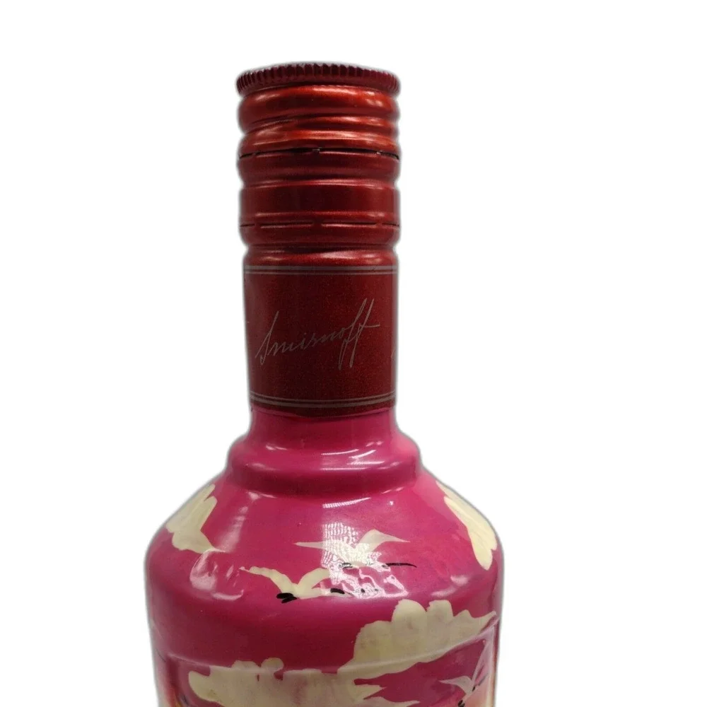 Hand painted Smirnoff Bottle Village Scene Mexican Folk Art Work Barware